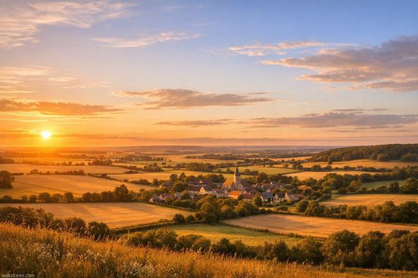 Panorama rural du Vexin normand en fin de journée