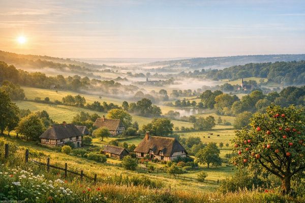 Lever du soleil en Pays d'Auge