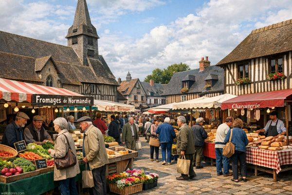 Marché dans un village normand