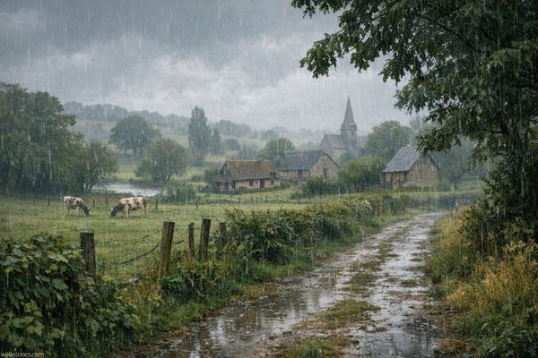 Bocage normand sous la pluie