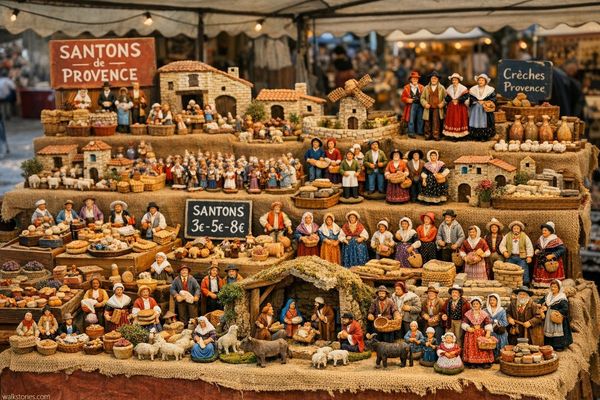 Santons de Provence exposés sur un étal